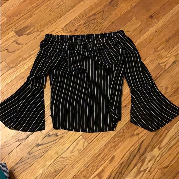 Off the shoulder navy blue blouse - Picture 1 of 3